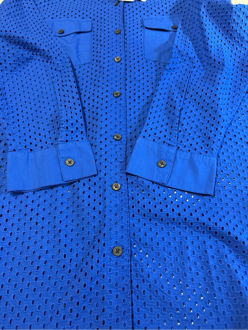 NWT Tommy Bahama Size L Eyelet Cove Boyfriend Shirt Long Sleeves Blue - Picture 8 of 12
